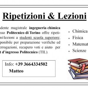 Ripetizioni scuole superiori ( matematica, chimica, fisica, scienze)